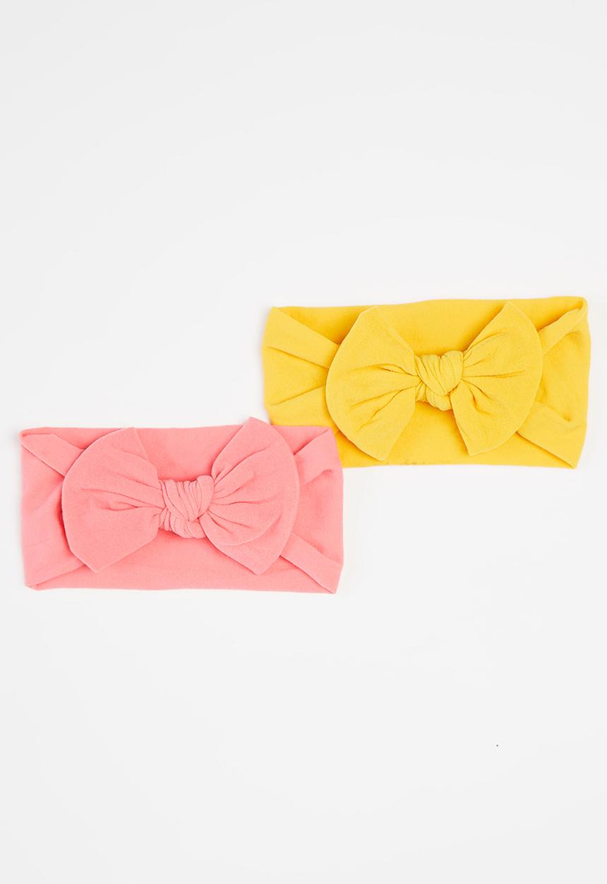 Pop Candy - Girls 2 pack bow headband - pink & yellow