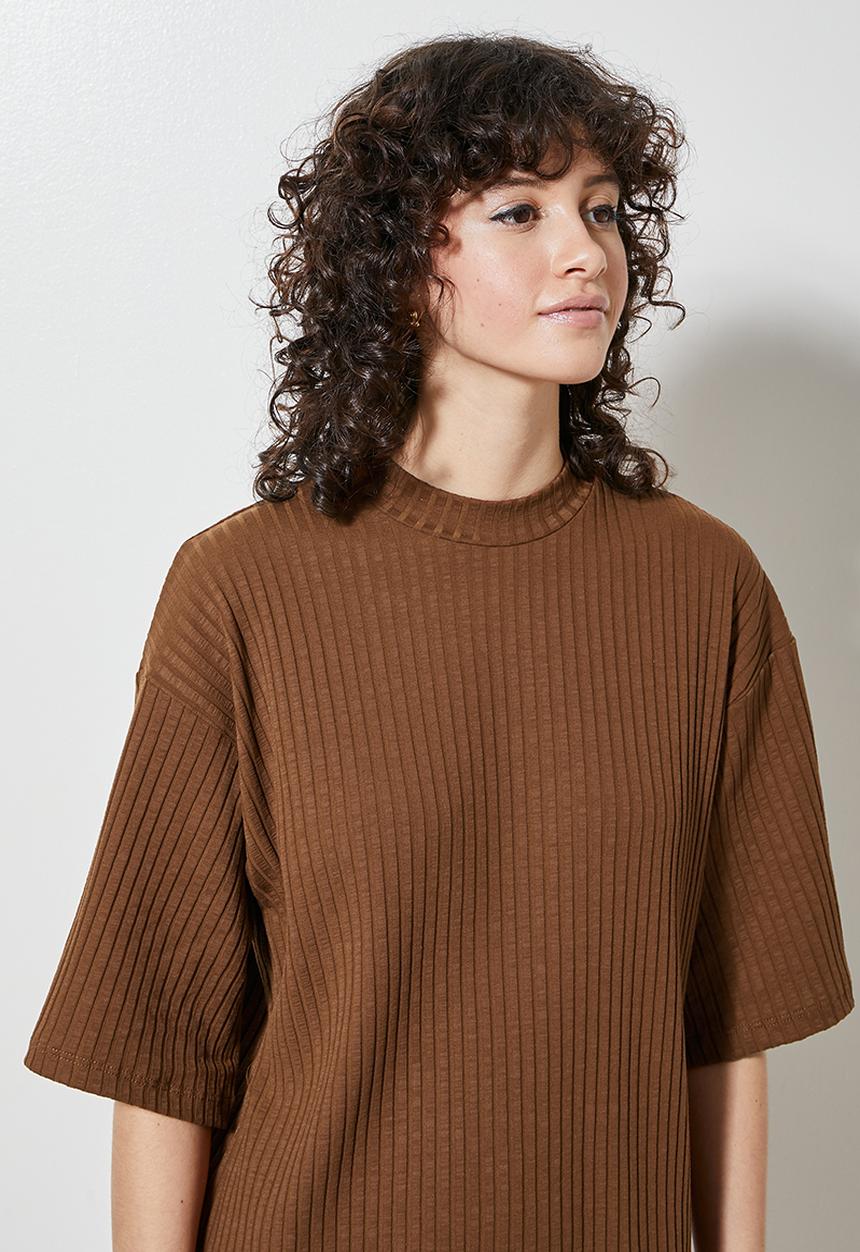 Superbalist - Rib tee - chocolate