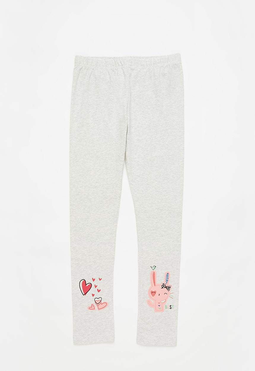 Pop Candy - Girls printed legging - grey & pink