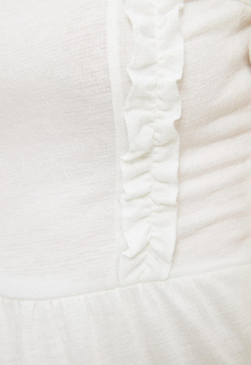 Trendyol - Square collar knitted dress - white