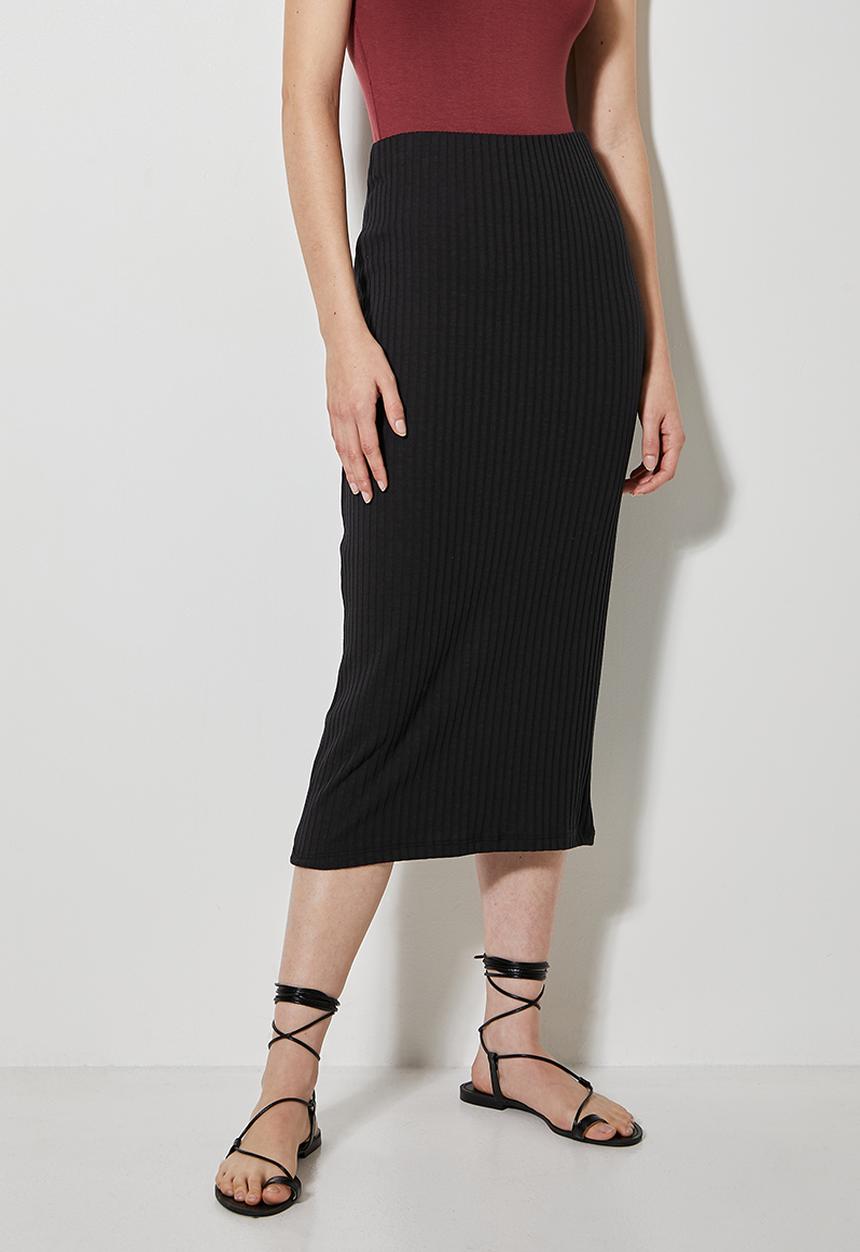 Superbalist - Rib bodycon skirt - black