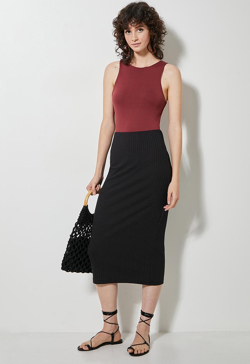 Superbalist - Rib bodycon skirt - black