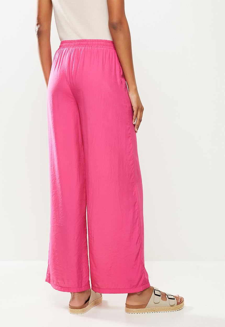 Me&B - Pull-on wide leg pant with tie detail - pink