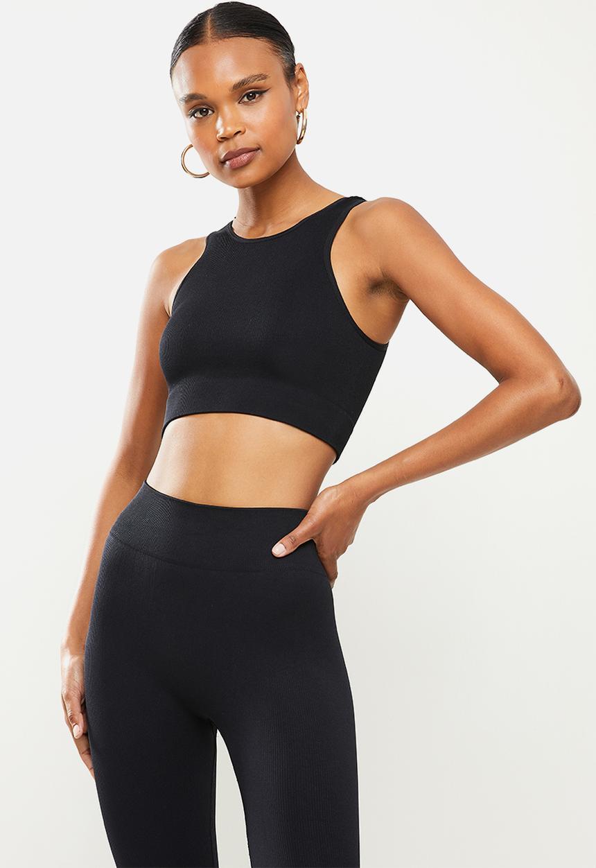 Missguided - Seamless rib racer top - black