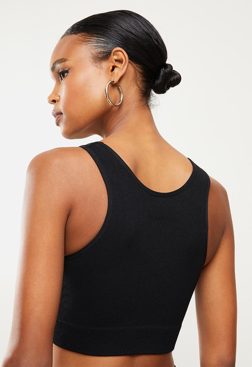 Missguided - Seamless rib racer top - black