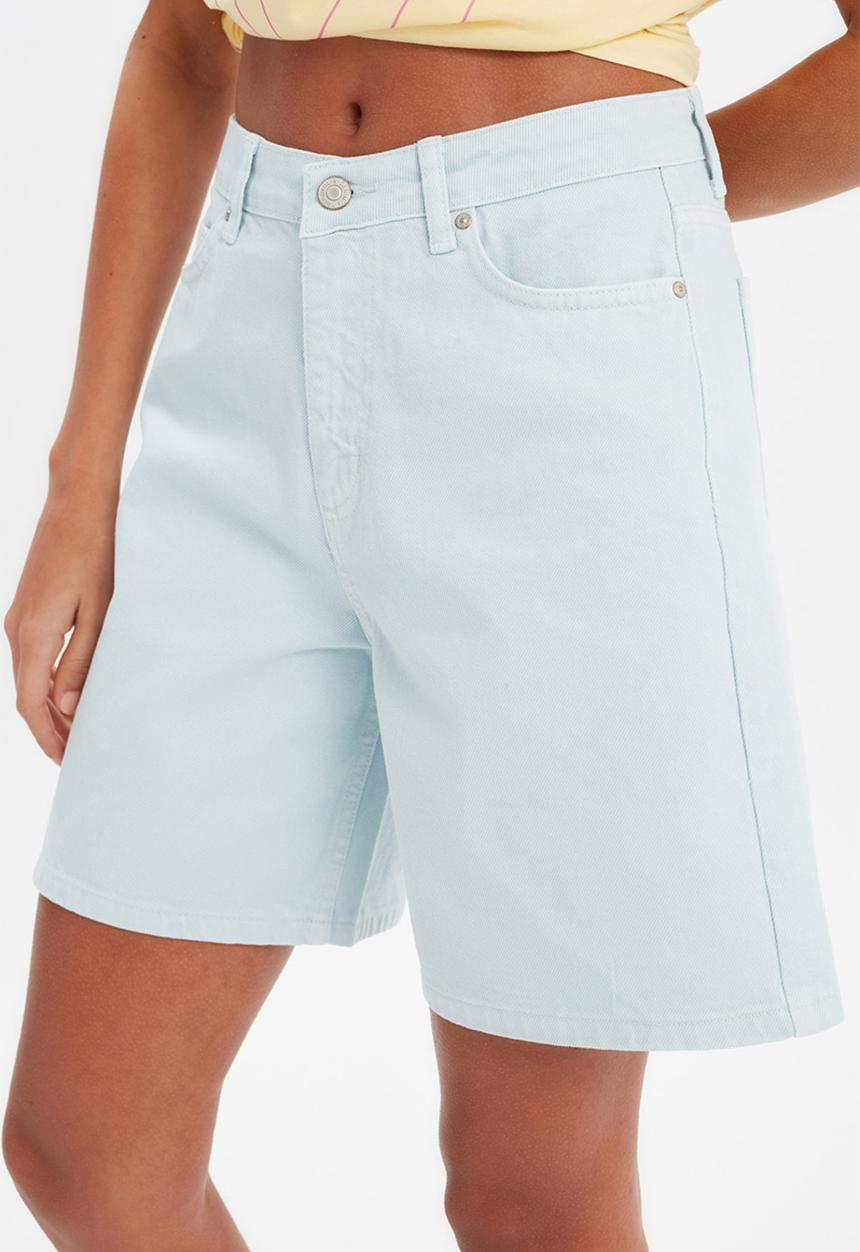 Trendyol - Long denim shorts  - blue