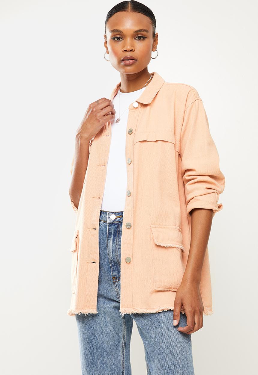 Missguided - Denim fray edge longline denim - peach