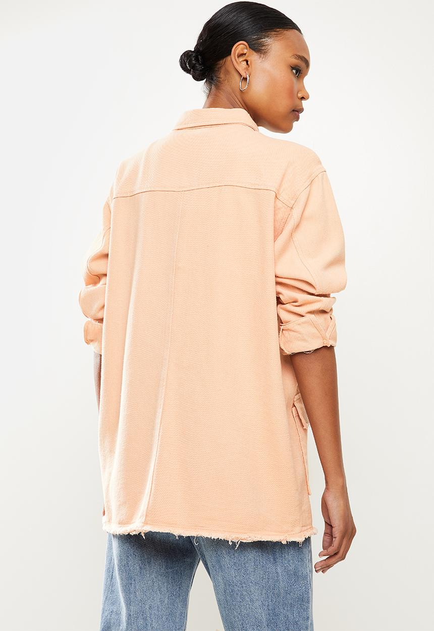 Missguided - Denim fray edge longline denim - peach
