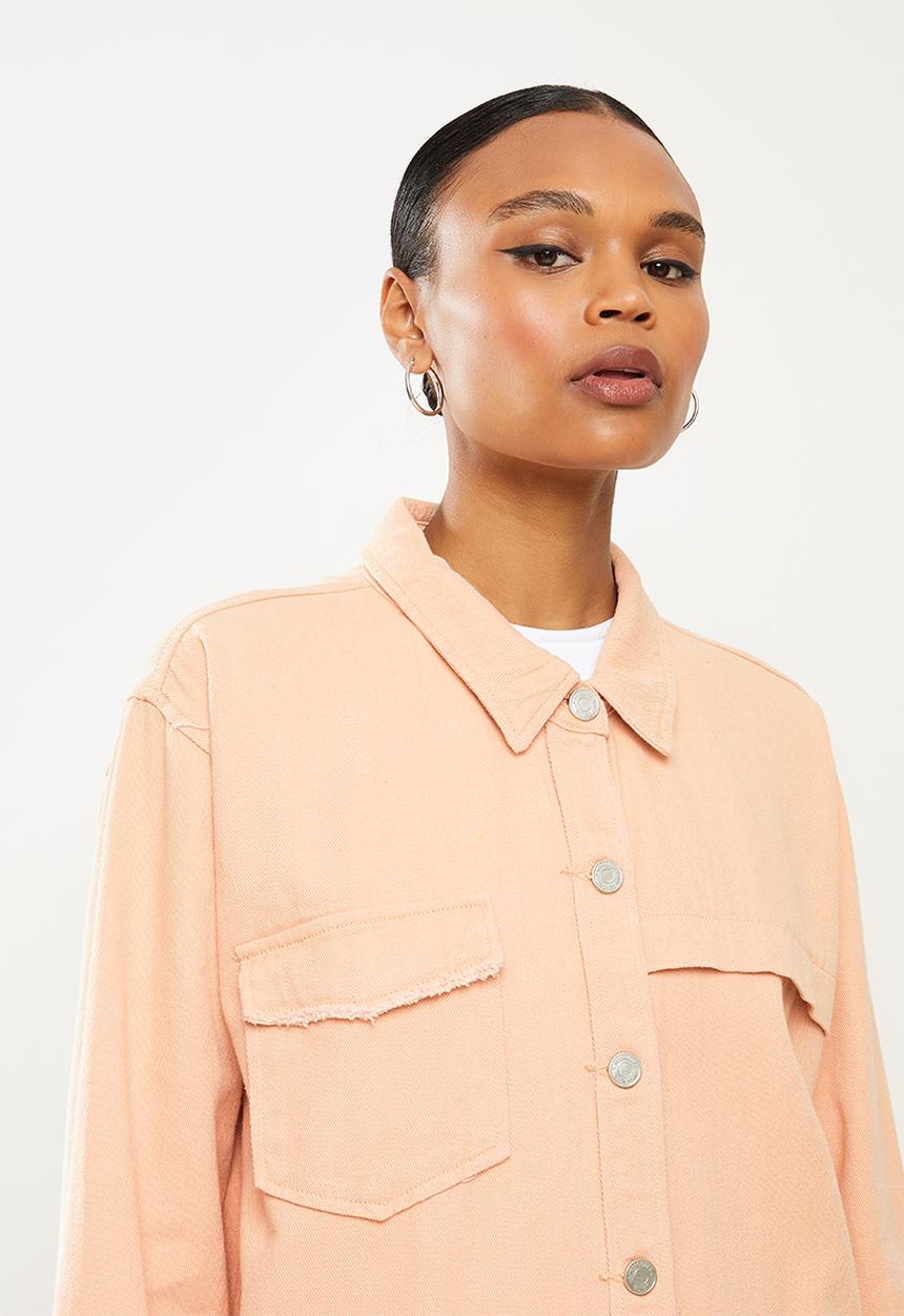 Missguided - Denim fray edge longline denim - peach