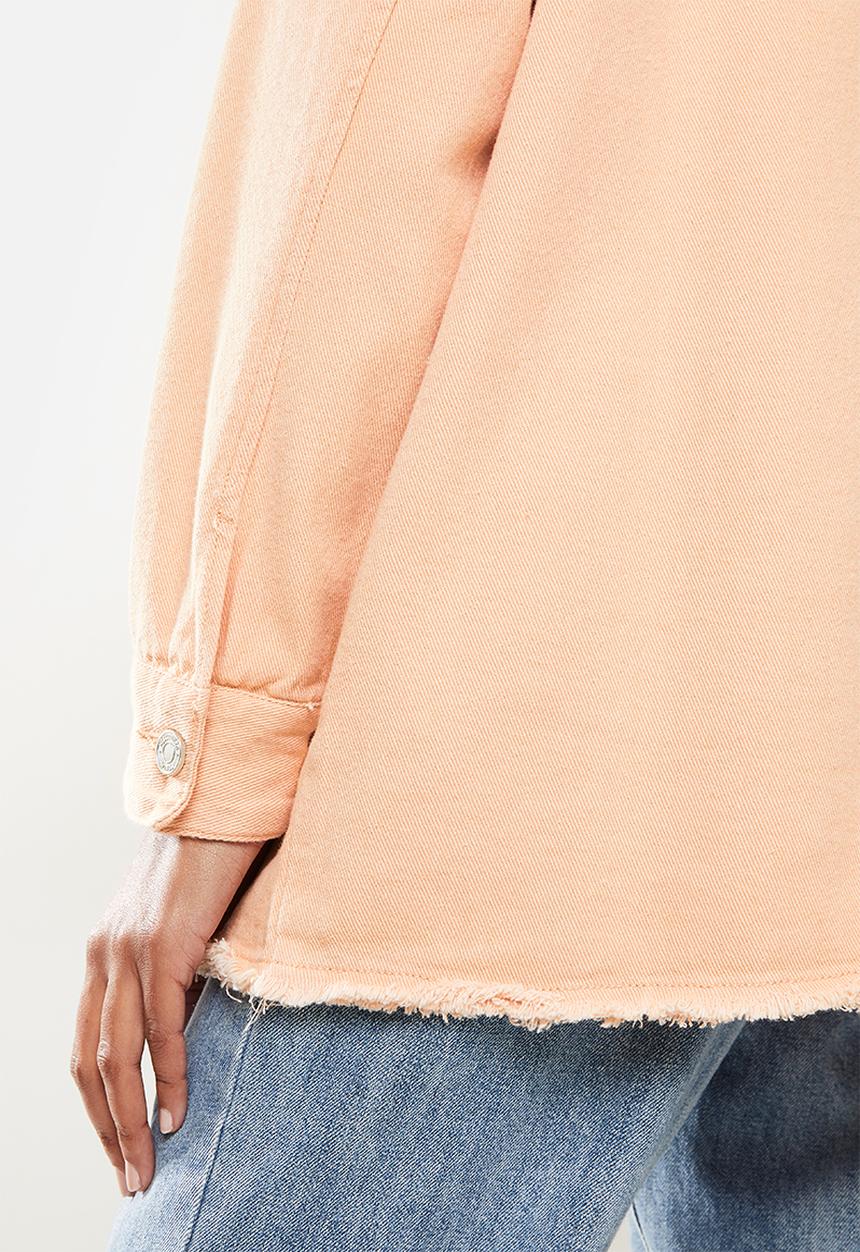 Missguided - Denim fray edge longline denim - peach