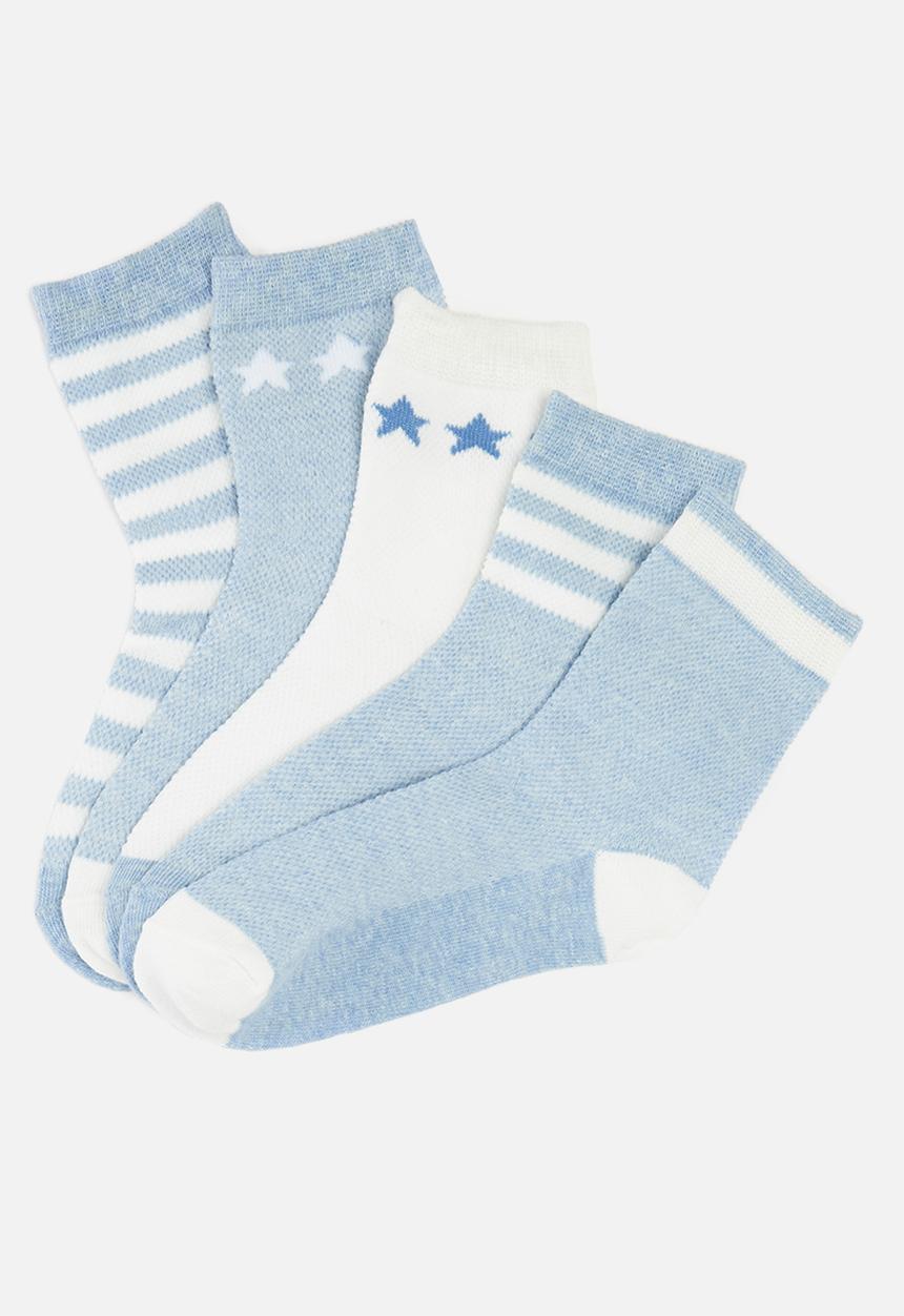Rebel Republic - 5 pack socks - blue & white