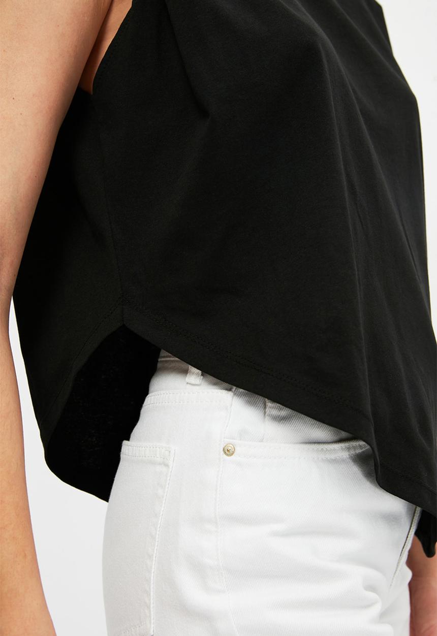 Trendyol - Waisted asymmetrical knitted blouse - black