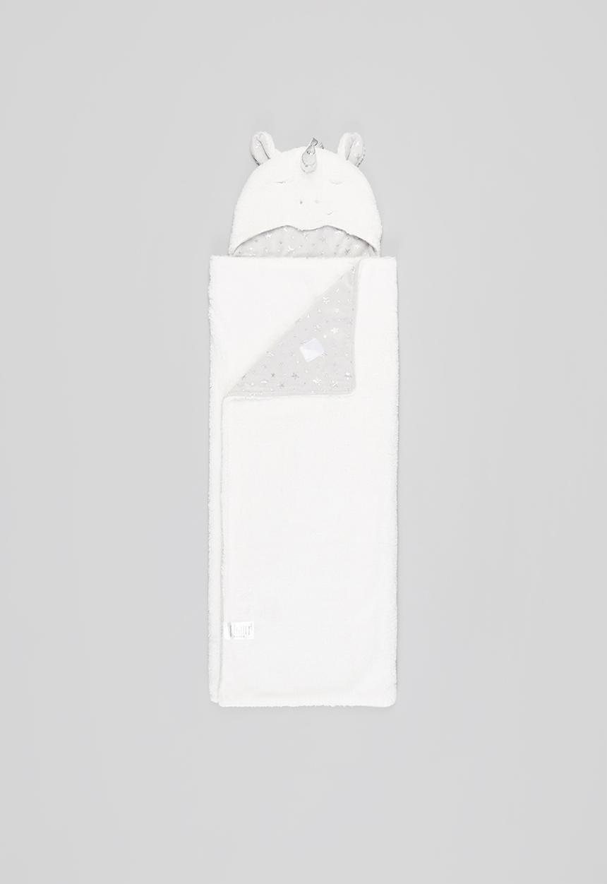 Pop Candy - Girls unicorn blanket - white & grey 
