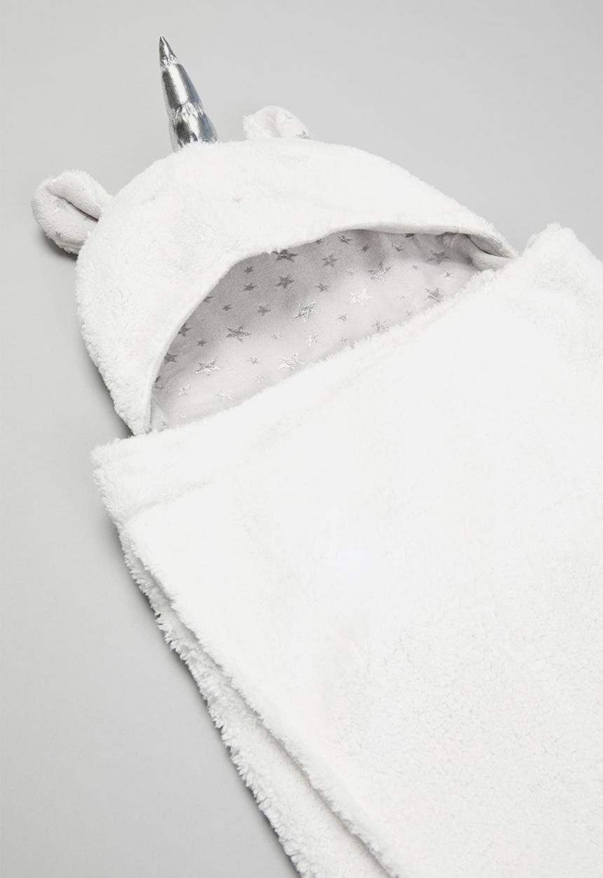 Pop Candy - Girls unicorn blanket - white & grey 