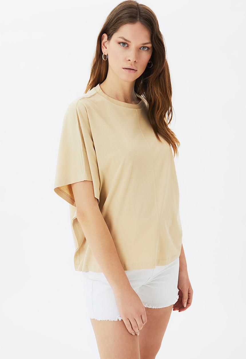 Trendyol - Crew neck knitted T-shirt  - beige
