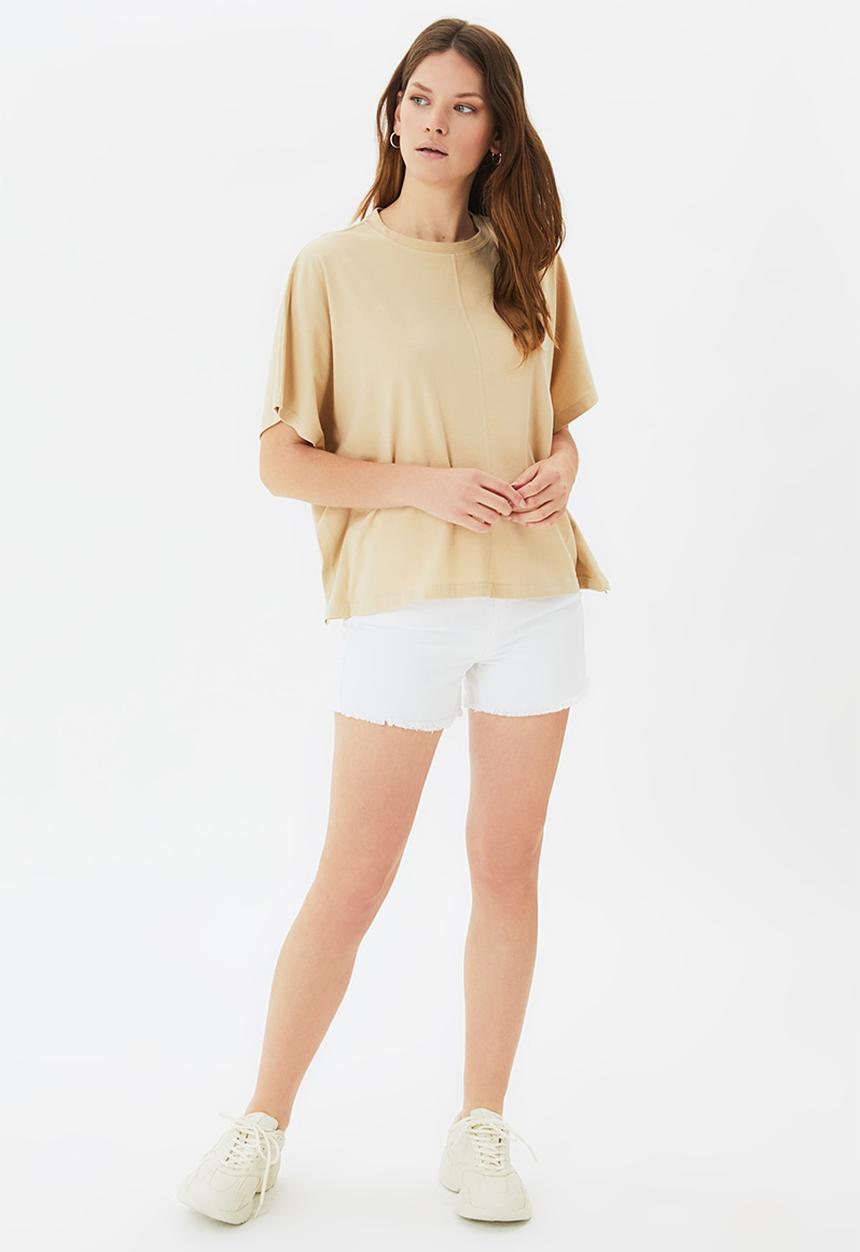 Trendyol - Crew neck knitted T-shirt  - beige