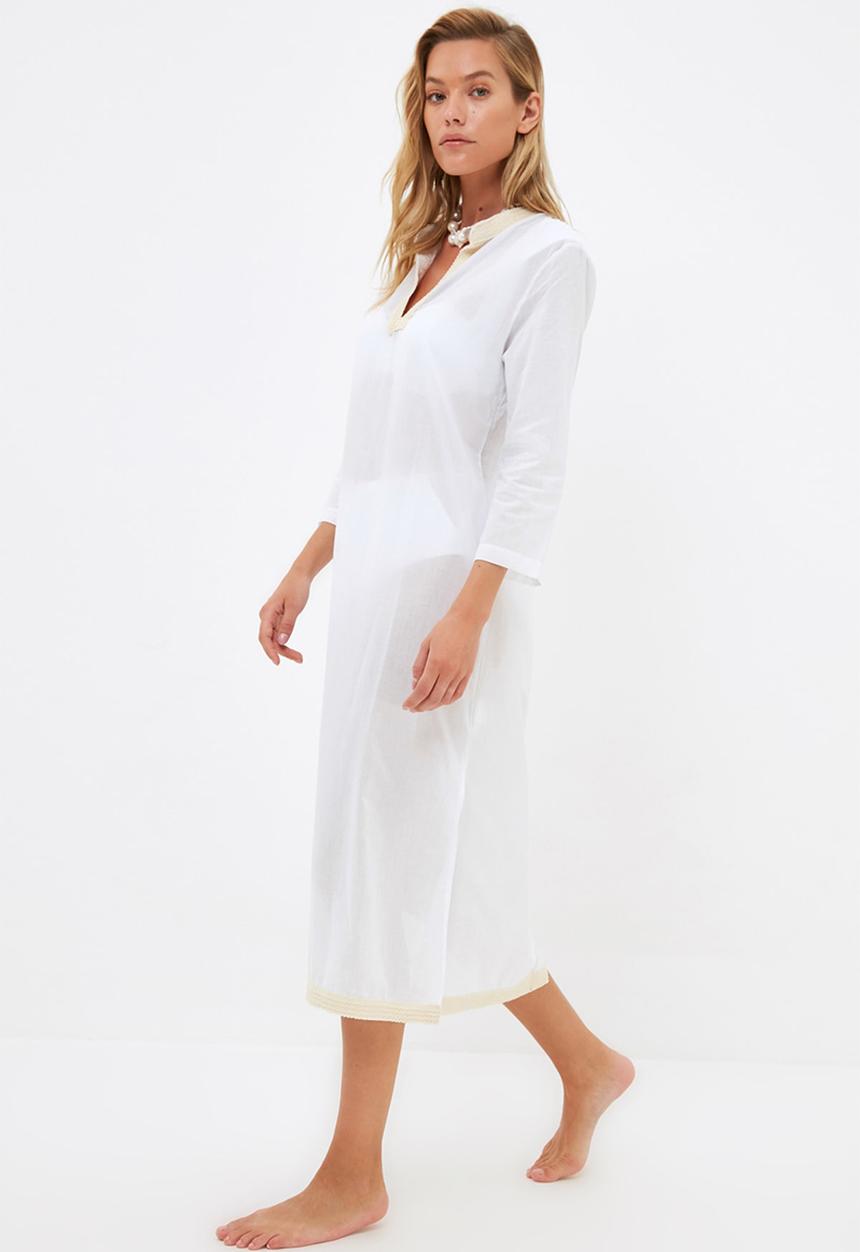 Trendyol - Stripe detailed beach dress - white