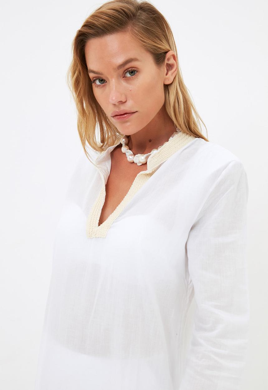 Trendyol - Stripe detailed beach dress - white