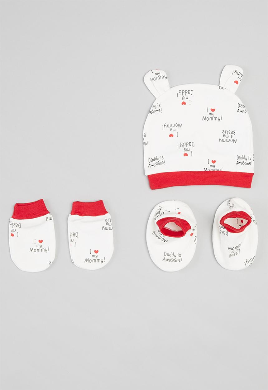 Pop Candy - Newborn 3 piece set - white & red