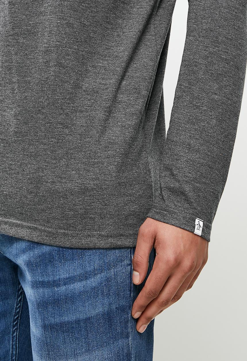 Original Penguin - Long sleeve embroidered logo tee - grey