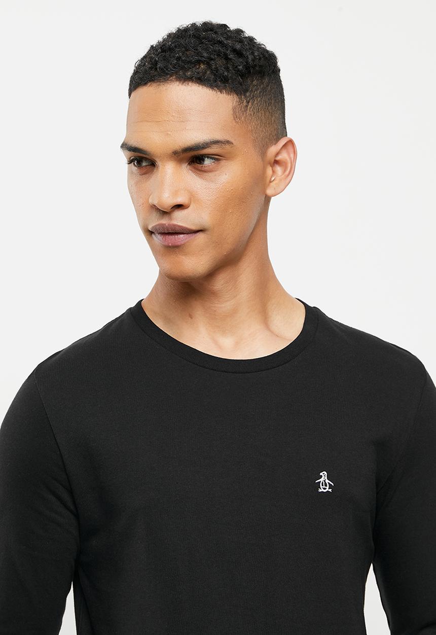 Original Penguin - Long sleeve  embroidered logo tee -  black