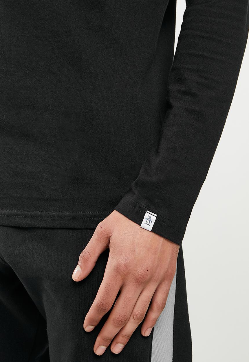 Original Penguin - Long sleeve  embroidered logo tee -  black