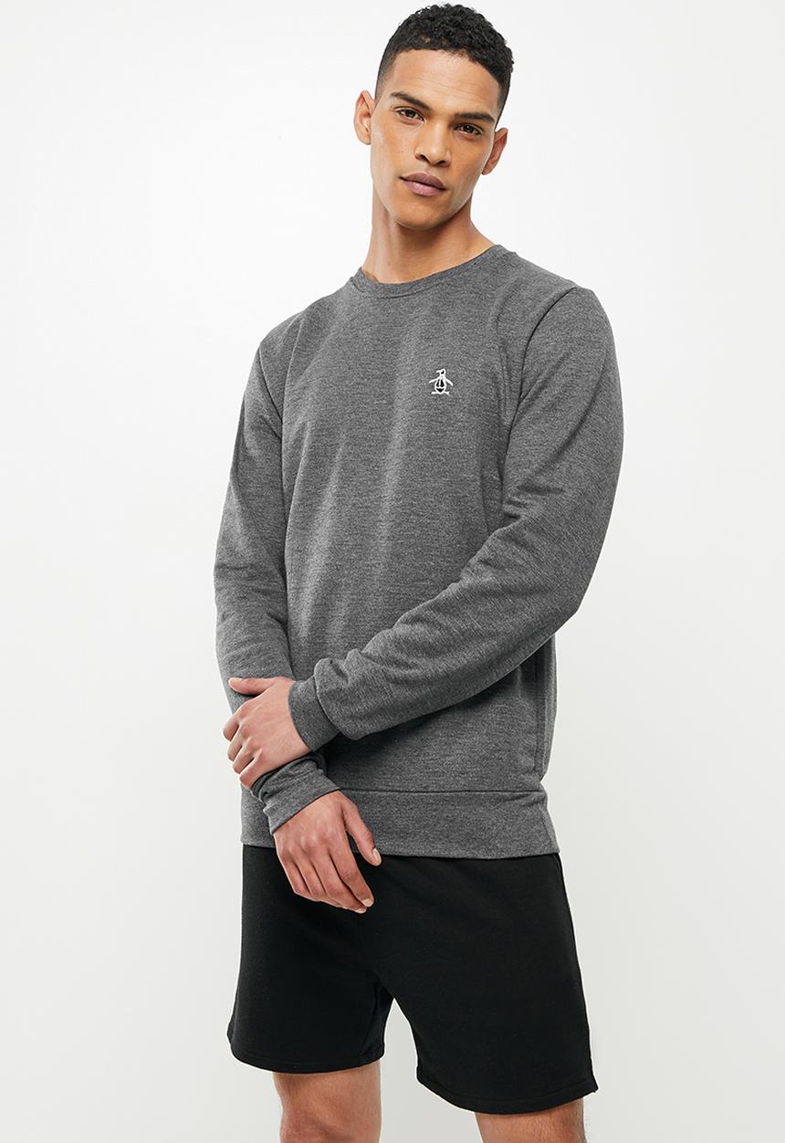Original Penguin - Long sleeve sticker pete fleece sweat - grey