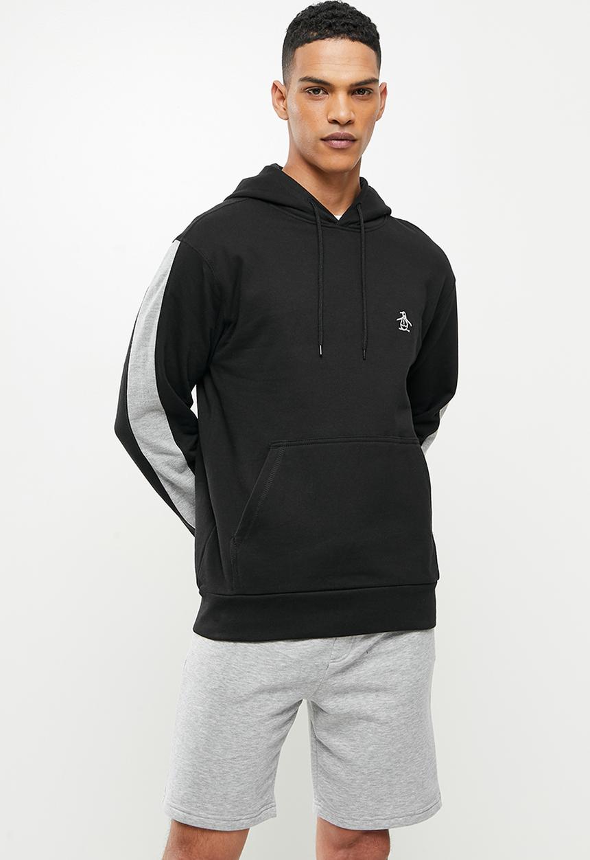 Original Penguin - Long sleeve  hooded striped sweat - black