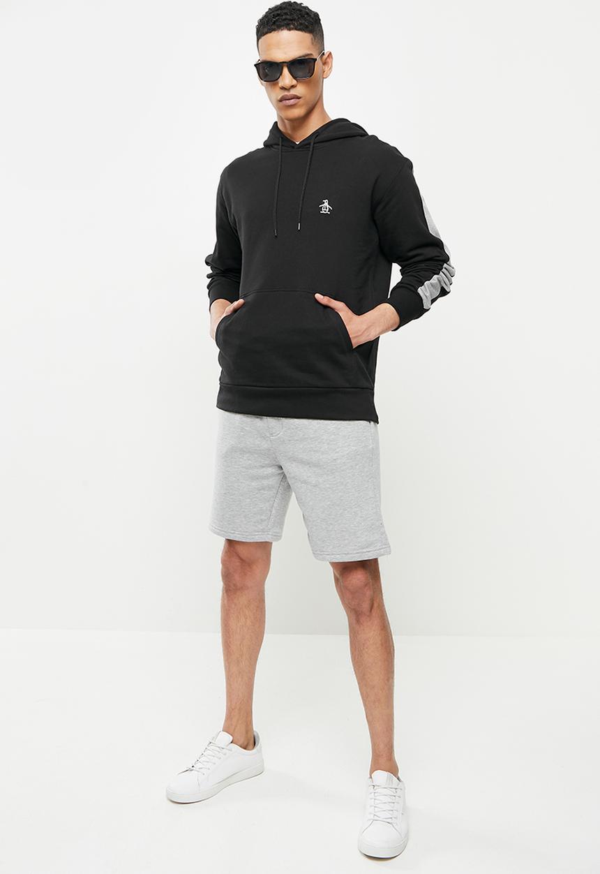 Original Penguin - Long sleeve  hooded striped sweat - black
