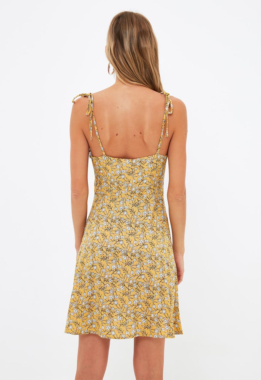 Trendyol - Strap patterned dress  - yellow