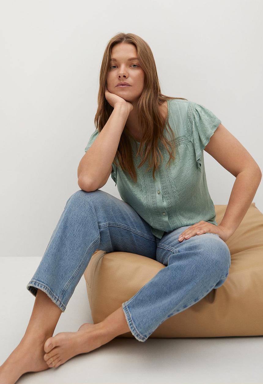 Violeta by Mango - Plus t-shirt garden - aqua