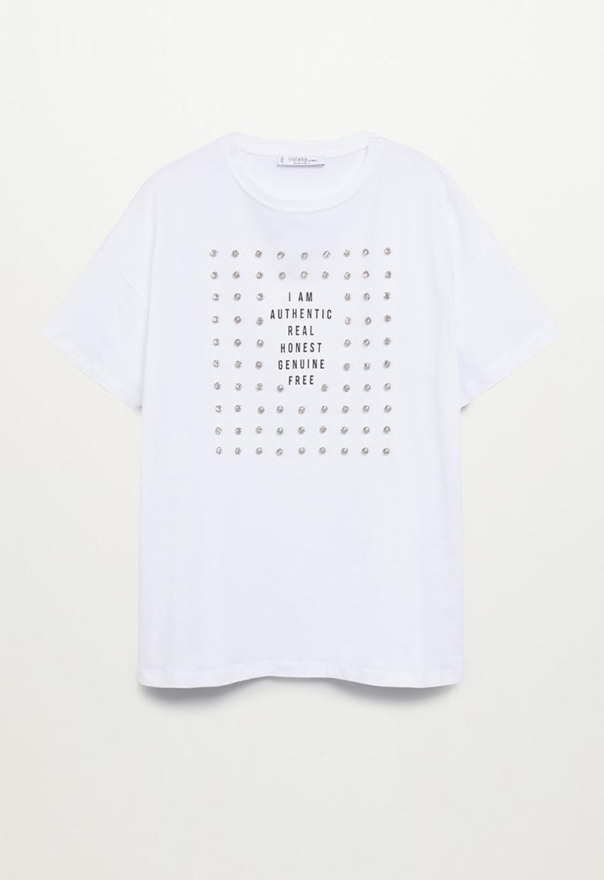 Violeta by Mango - Plus t-shirt stone - white