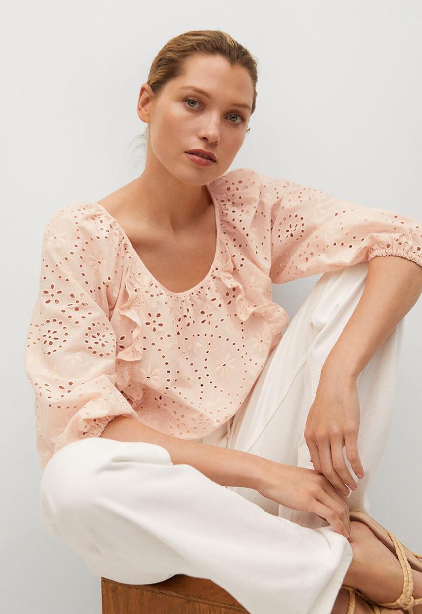 MANGO - Blouse island - light pastel orange