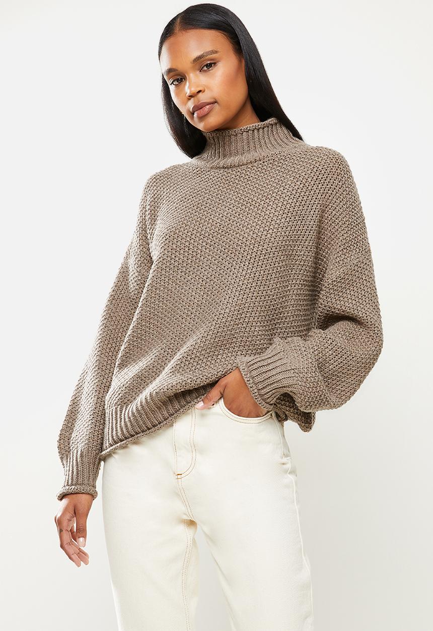 dailyfriday - Funnel neck jumper - brown