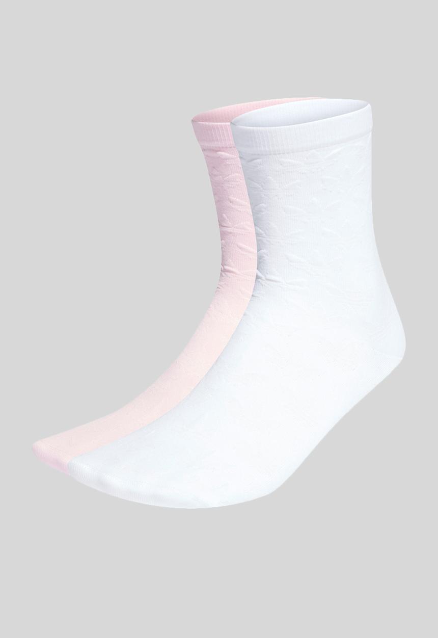 adidas Originals - Jacq tref crew socks - white & pink L