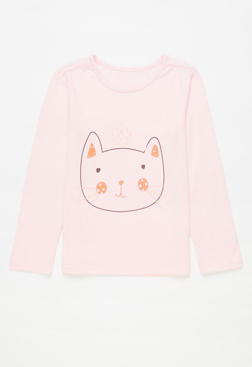 Pop Candy - Girls kitty tee - pink