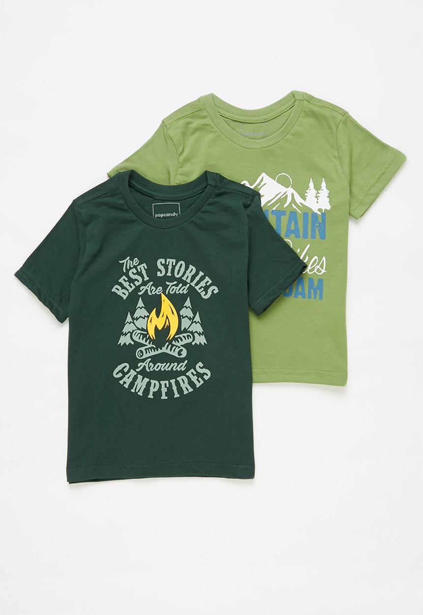 Pop Candy - 2 Pack graphic short sleeve tee - green