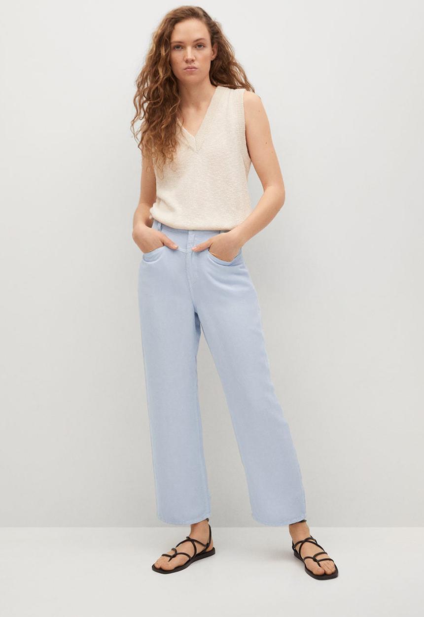 MANGO - Trousers sky - light pastel blue