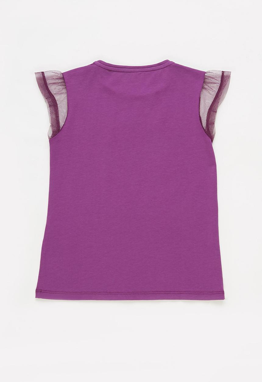 GUESS - Short sleeve T-shirt with mesh - purple