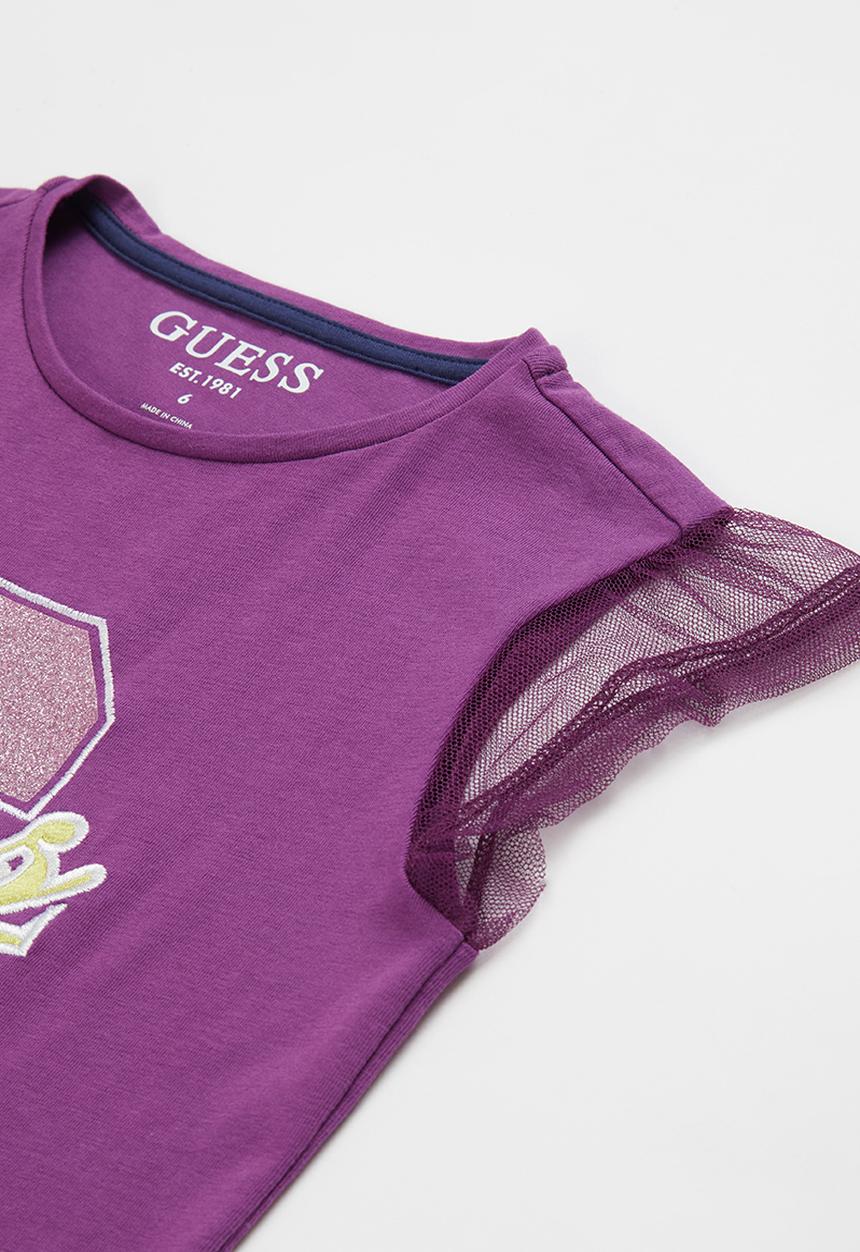 GUESS - Short sleeve T-shirt with mesh - purple
