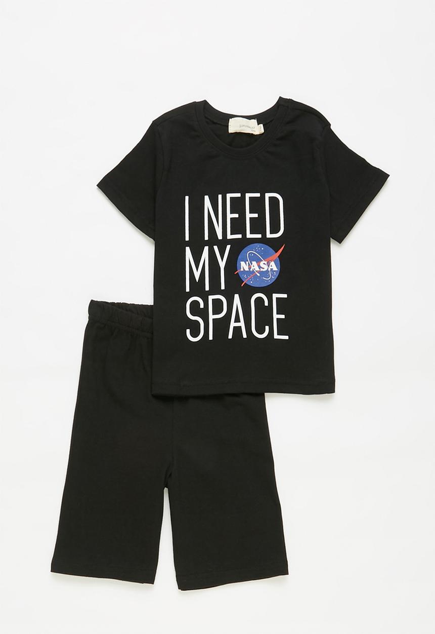 Superbalist Kids - Tee & shorts pj set - black