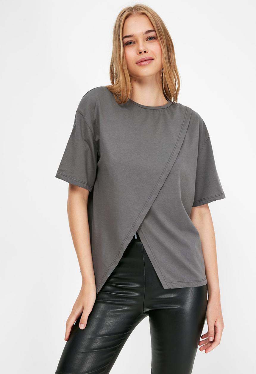 Trendyol - Knitted T-shirt - grey