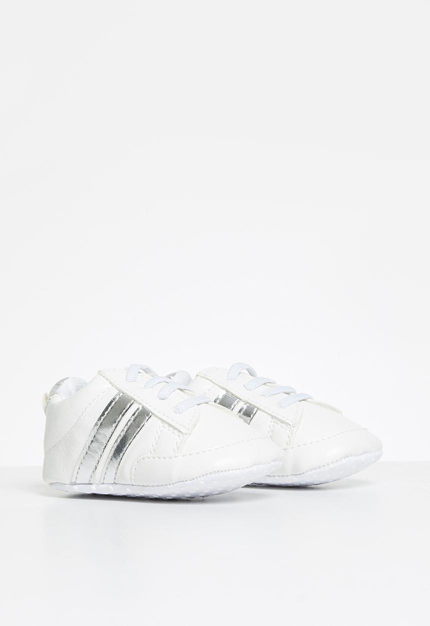 Pop Candy - Girls pu sneaker - white & silver