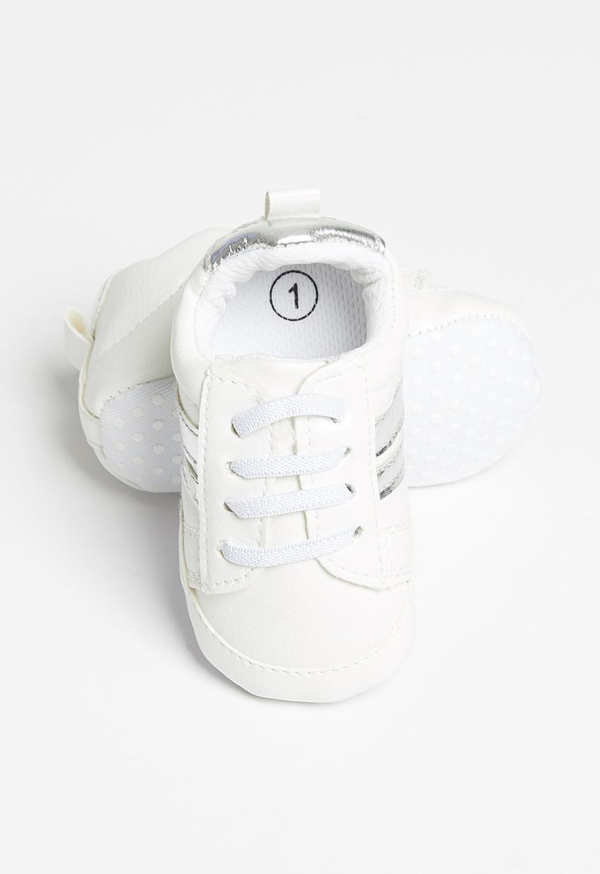 Pop Candy - Girls pu sneaker - white & silver