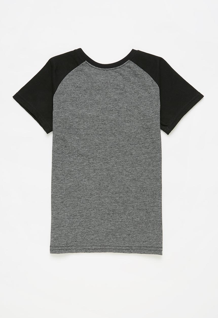 Pop Candy - Younger boys raglan graphic tee - black & charcoal 