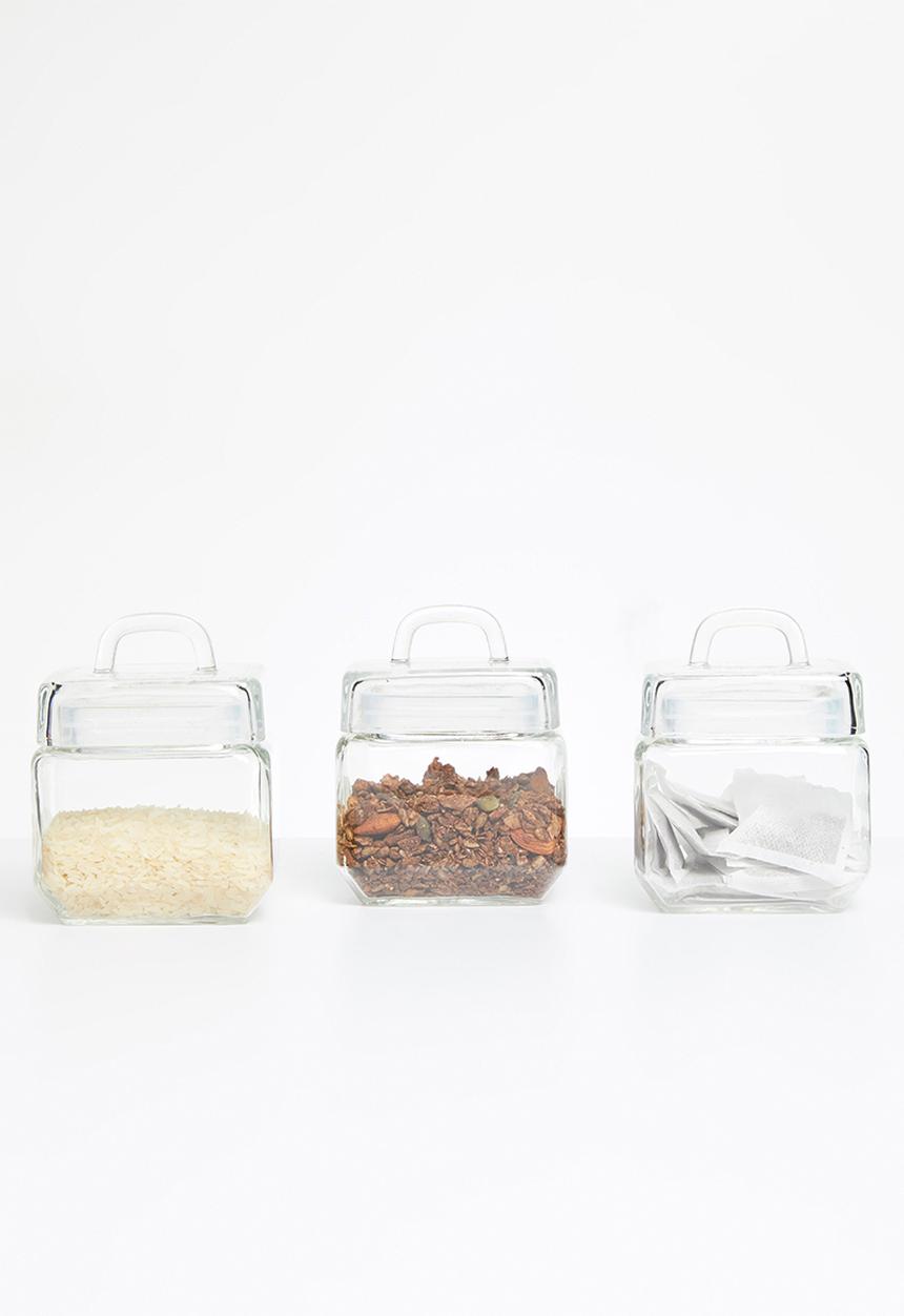 Sixth Floor - Azula square glass canister set of 3 - 900ml 