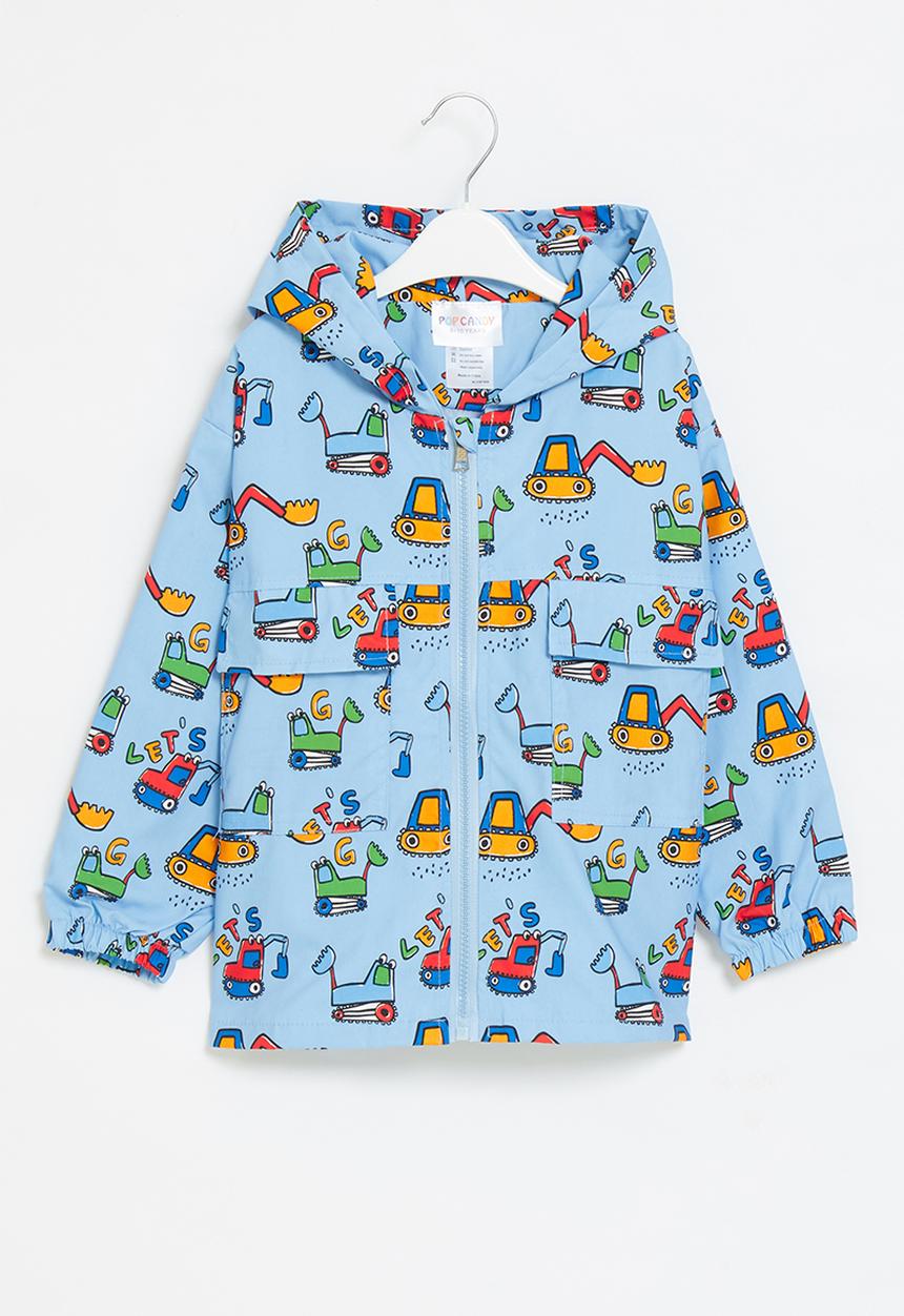 Pop Candy - Boys printed hooded raincoat - blue