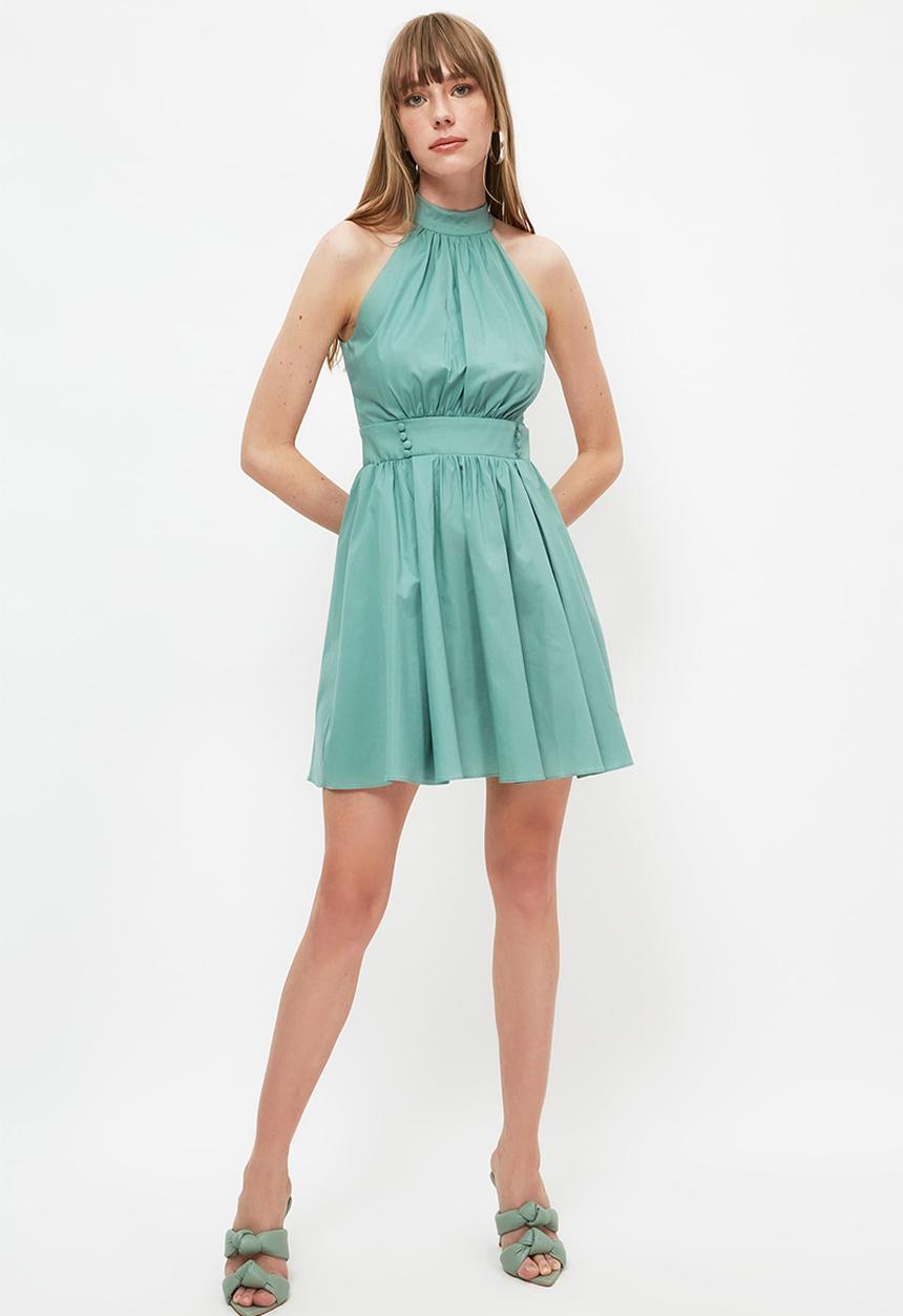 Trendyol - Halter neck ruffle dress  - mint