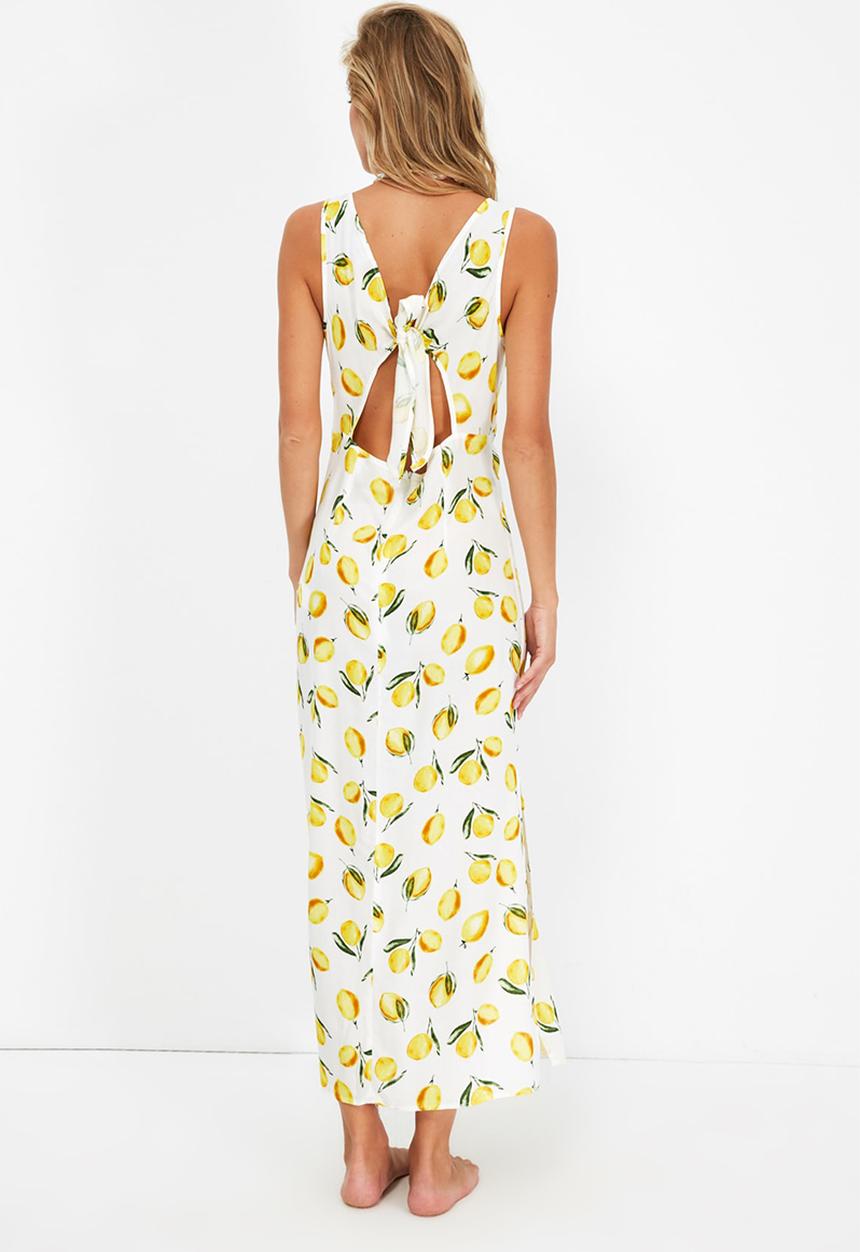 Trendyol - Patterned beach dress - white & yellow 