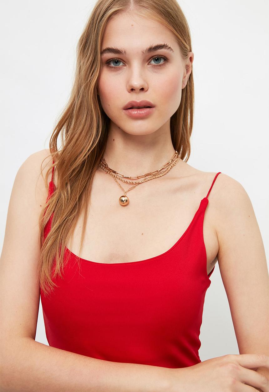Trendyol - Snap knitted body - red
